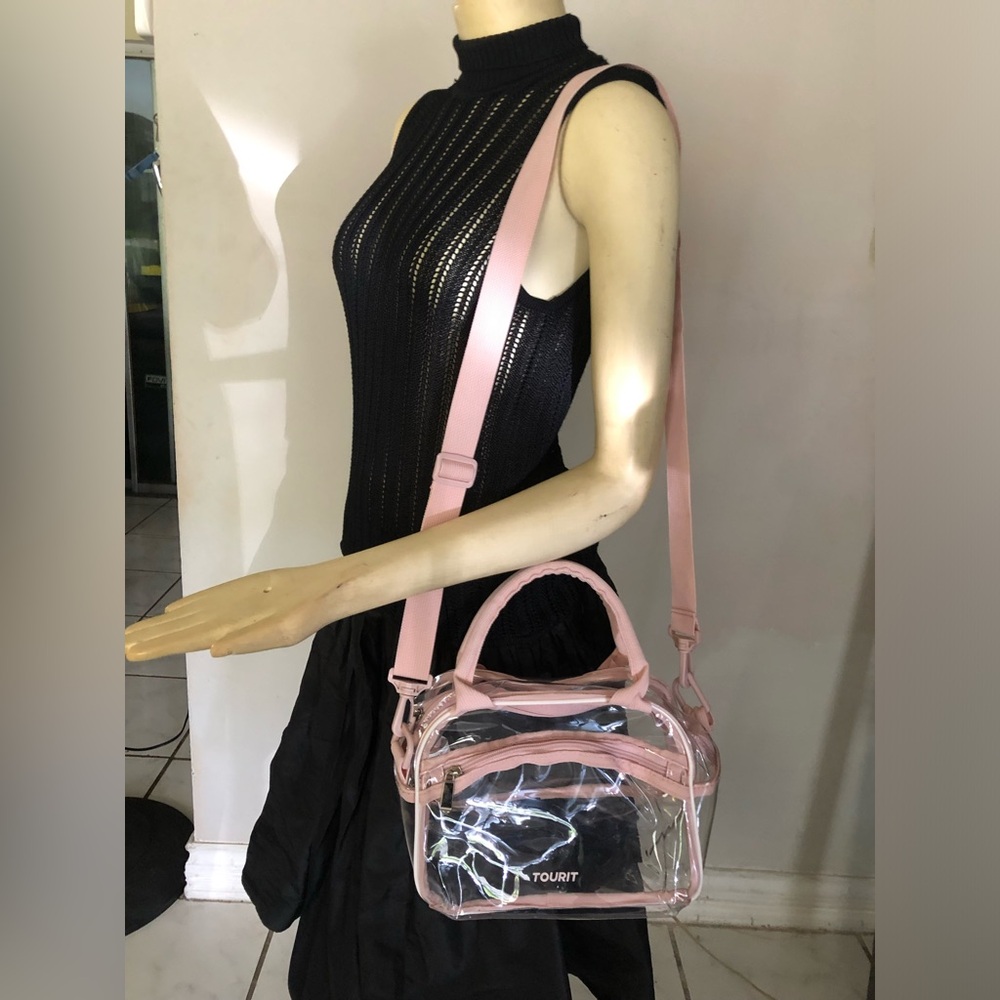Tourit Pink Clear Plastic Shoulder Lunch Bag